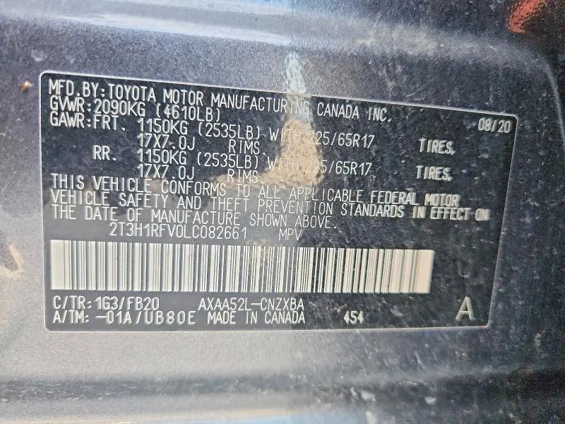2020 TOYOTA RAV4 LE  