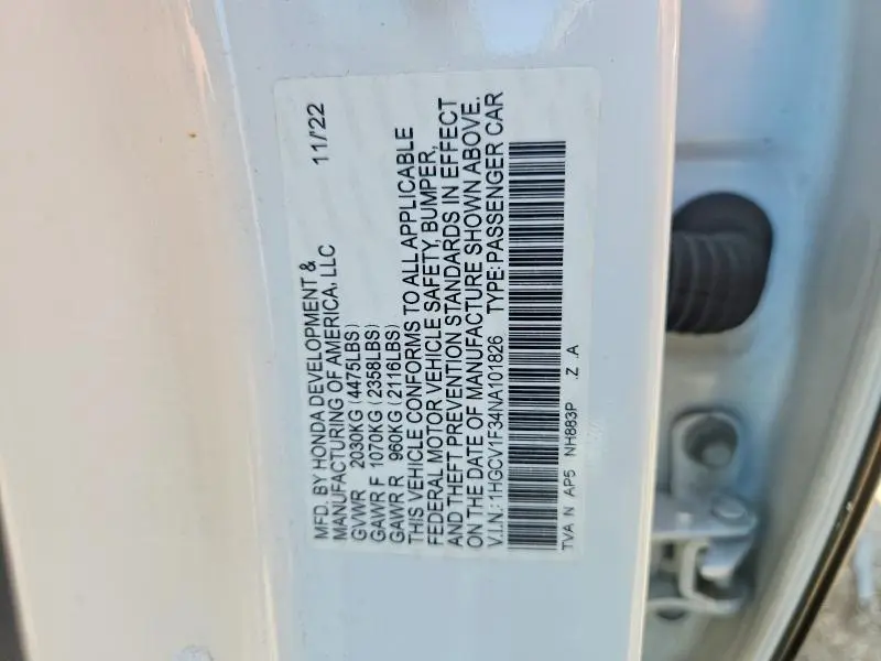 2022 HONDA ACCORD SPORT  