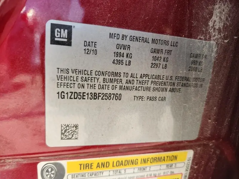 2011 CHEVROLET MALIBU 2LT  