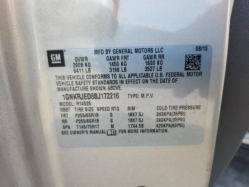 2011 CHEVROLET TRAVERSE LT  