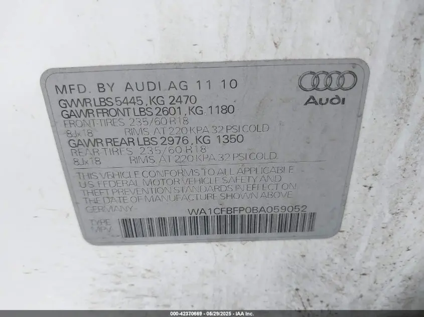 2011 AUDI Q5 2.0T PREMIUM