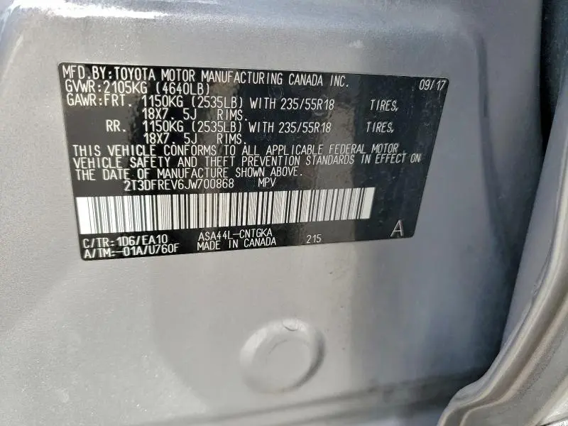 2018 TOYOTA RAV4 LIMITED  