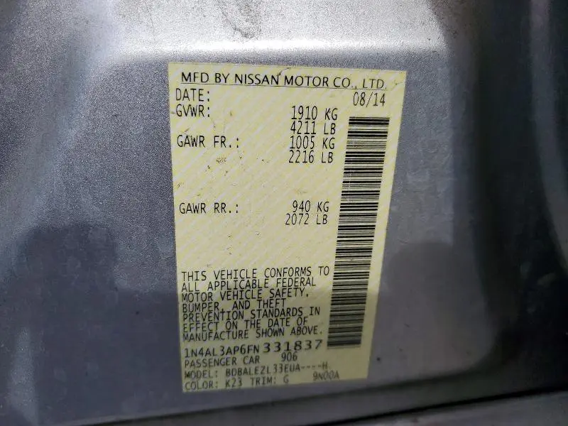 2015 NISSAN ALTIMA 2.5 S  