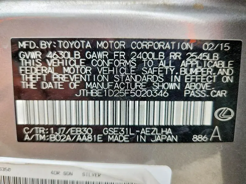 2015 LEXUS IS 350  