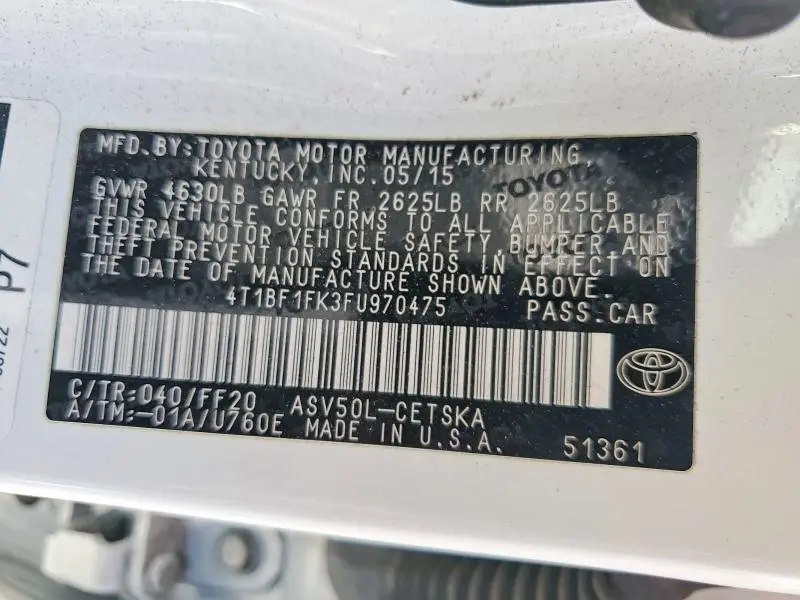 2015 TOYOTA CAMRY   