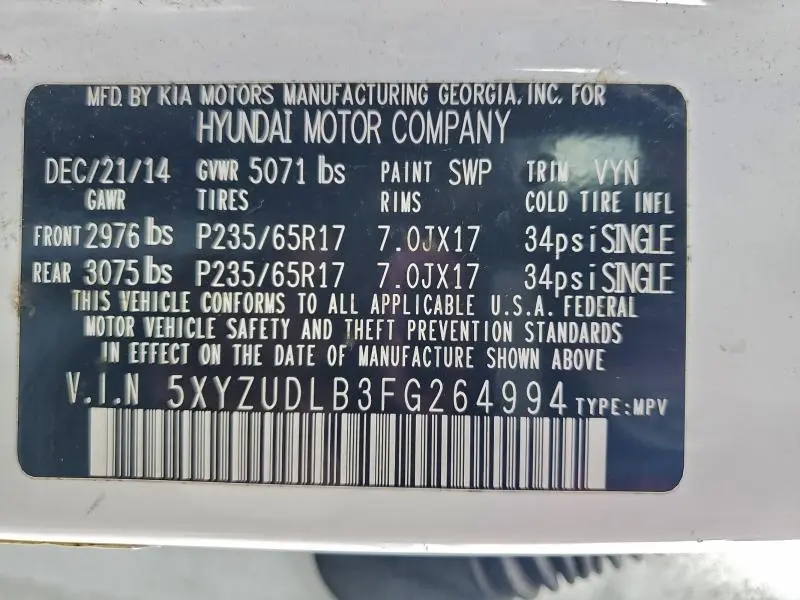 2015 HYUNDAI SANTA FE SPORT   