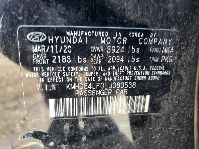 2020 HYUNDAI ELANTRA SEL  