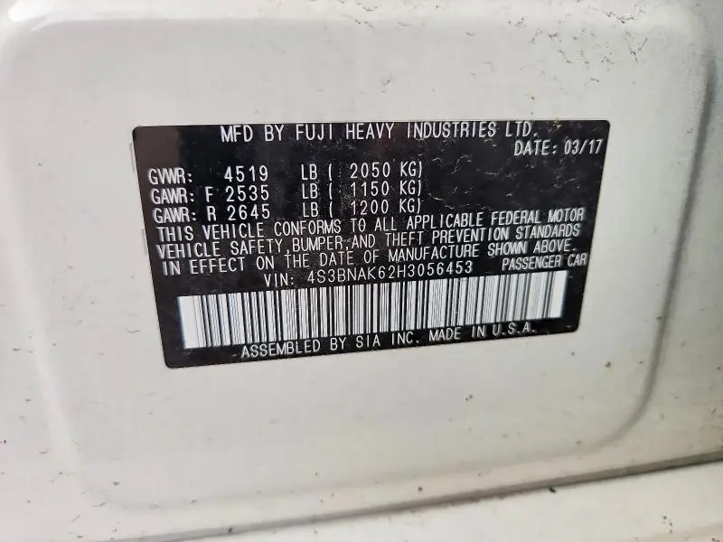 2017 SUBARU LEGACY 2.5I LIMITED  