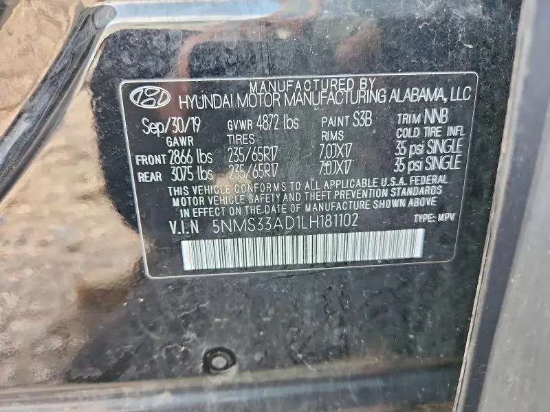 2020 HYUNDAI SANTA FE SEL  