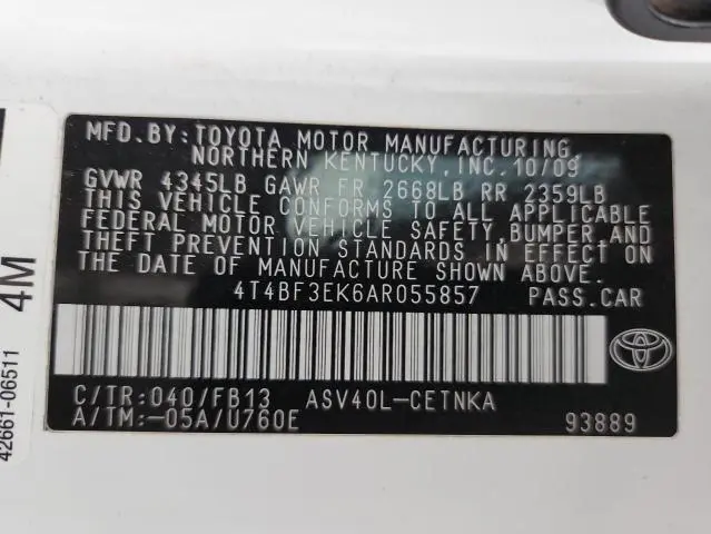 2010 TOYOTA CAMRY BASE  