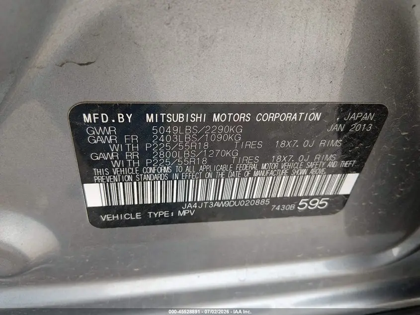 2013 MITSUBISHI OUTLANDER SE