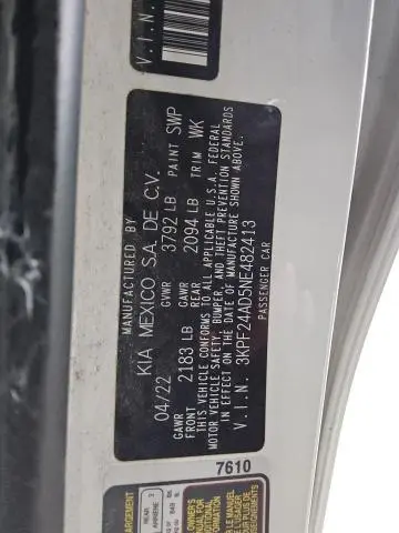 2022 KIA FORTE FE  