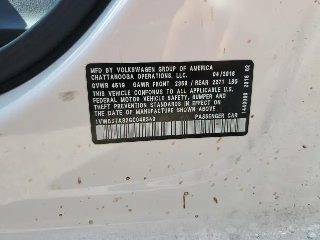 2016 VOLKSWAGEN PASSAT SE  