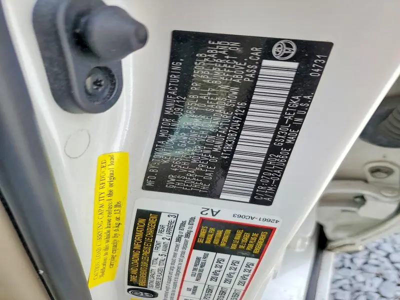 2012 TOYOTA AVALON BASE  
