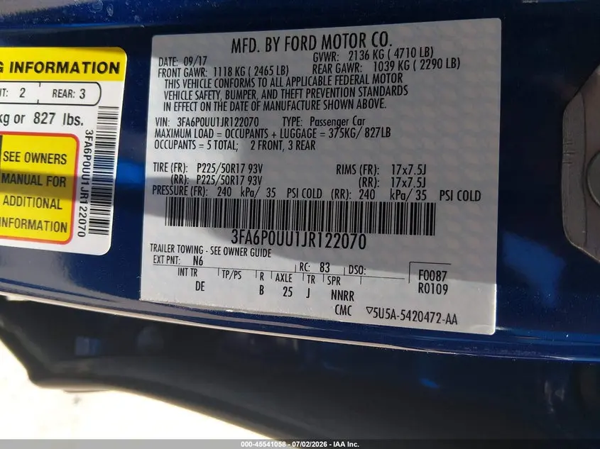 2018 FORD FUSION HYBRID S