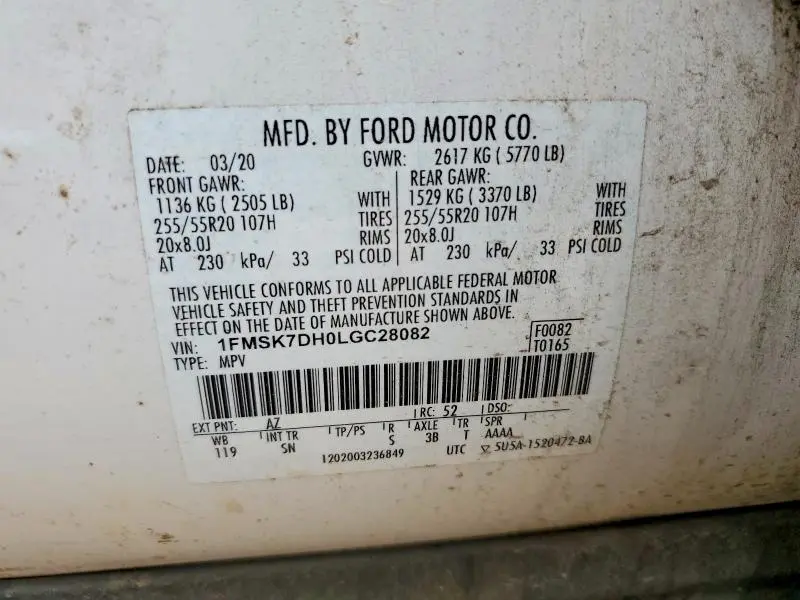 2020 FORD EXPLORER XLT  