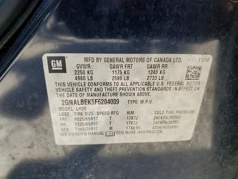 2015 CHEVROLET EQUINOX LT  