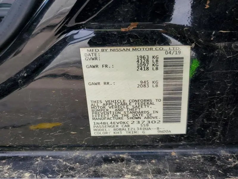 2019 NISSAN ALTIMA SL  