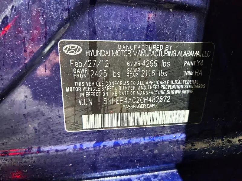 2012 HYUNDAI SONATA GLS  