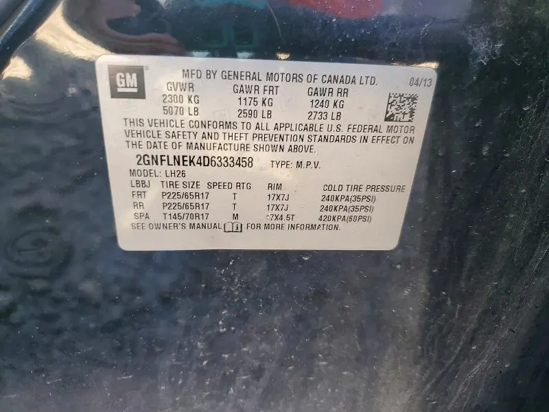 2013 CHEVROLET EQUINOX LT  