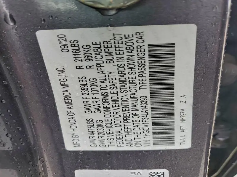 2020 HONDA ACCORD SPORT  