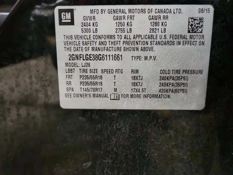 2016 CHEVROLET EQUINOX LTZ  