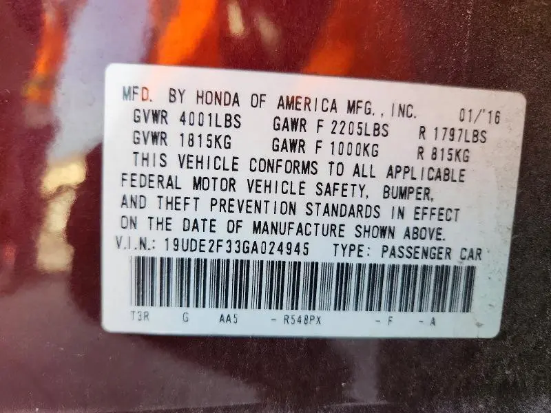 2016 ACURA ILX BASE WATCH PLUS  