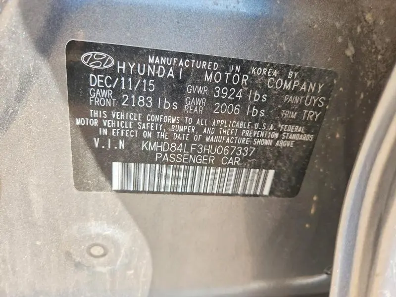 2017 HYUNDAI ELANTRA LIMITED  