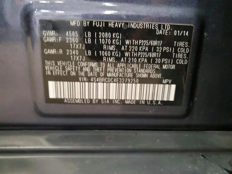 2014 SUBARU OUTBACK 2.5I PREMIUM  