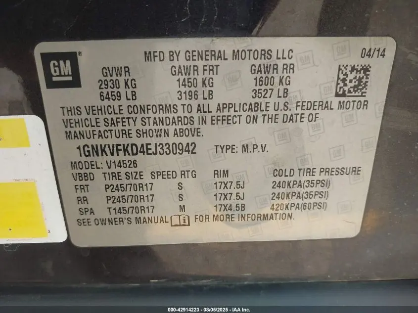 2014 CHEVROLET TRAVERSE LS