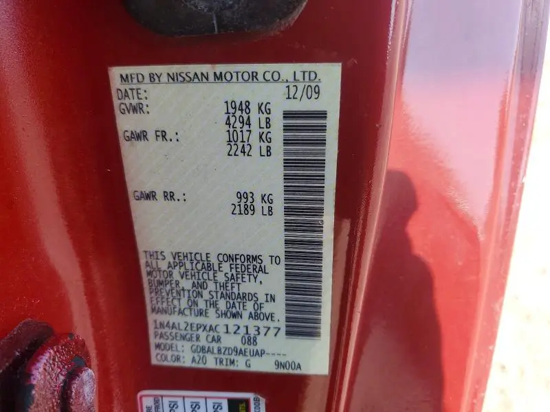 2010 NISSAN ALTIMA S  