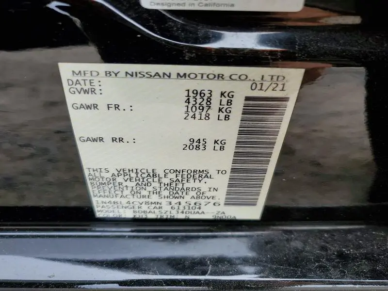 2021 NISSAN ALTIMA SR  
