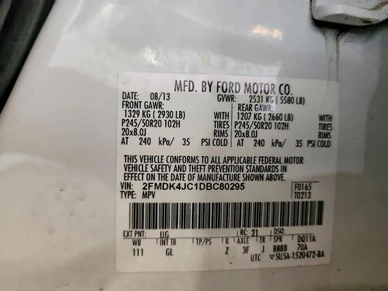 2013 FORD EDGE SEL  