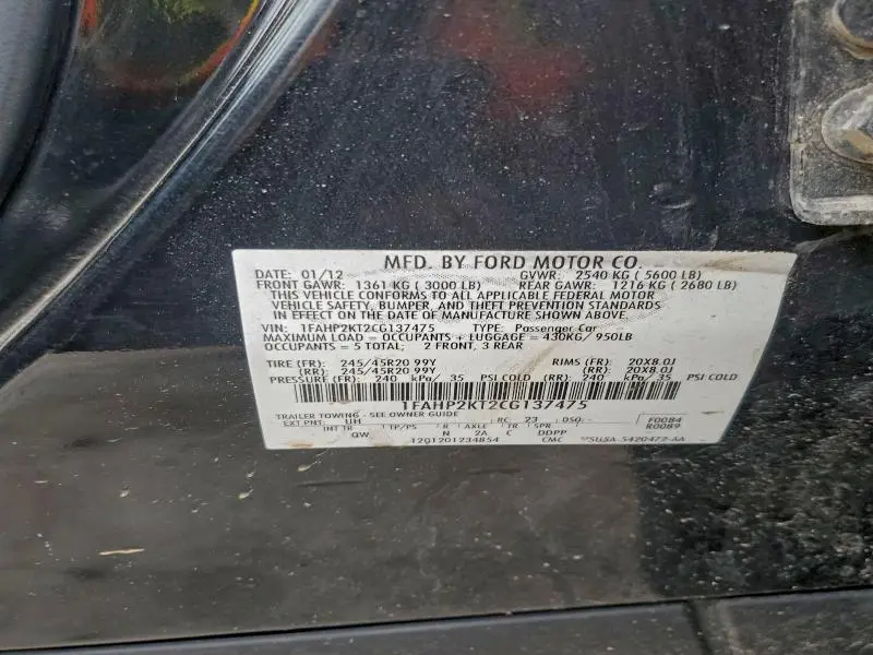 2012 FORD TAURUS SHO  