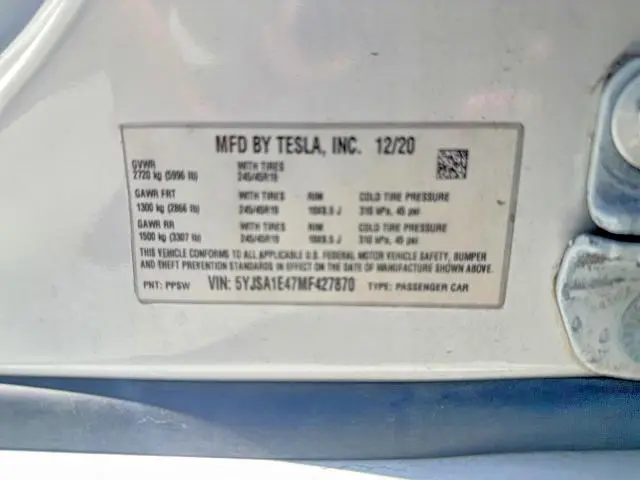 2021 TESLA MODEL S   