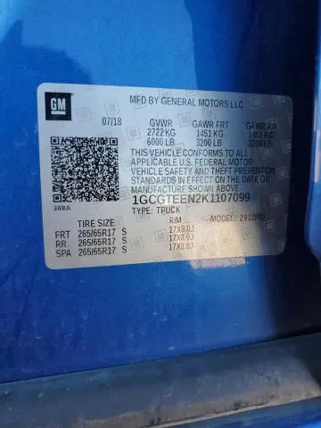 2019 CHEVROLET COLORADO ZR2  