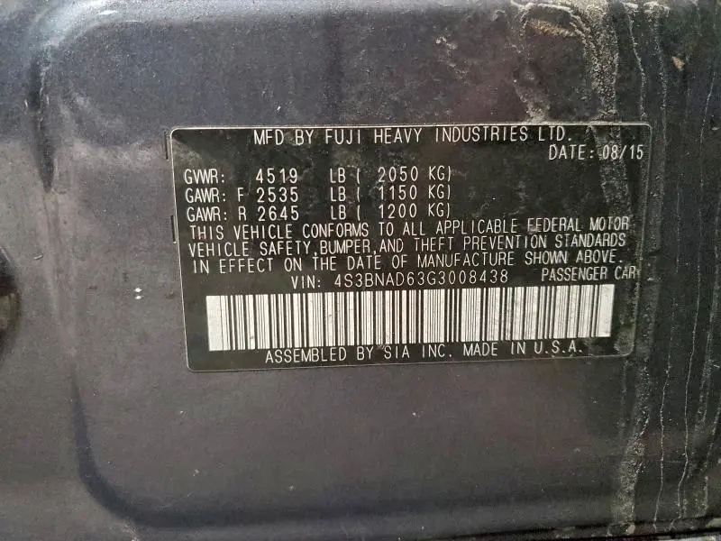 2016 SUBARU LEGACY 2.5I PREMIUM  