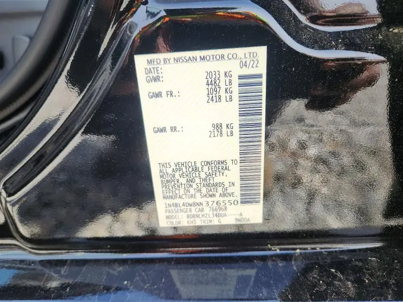 2022 NISSAN ALTIMA SV  