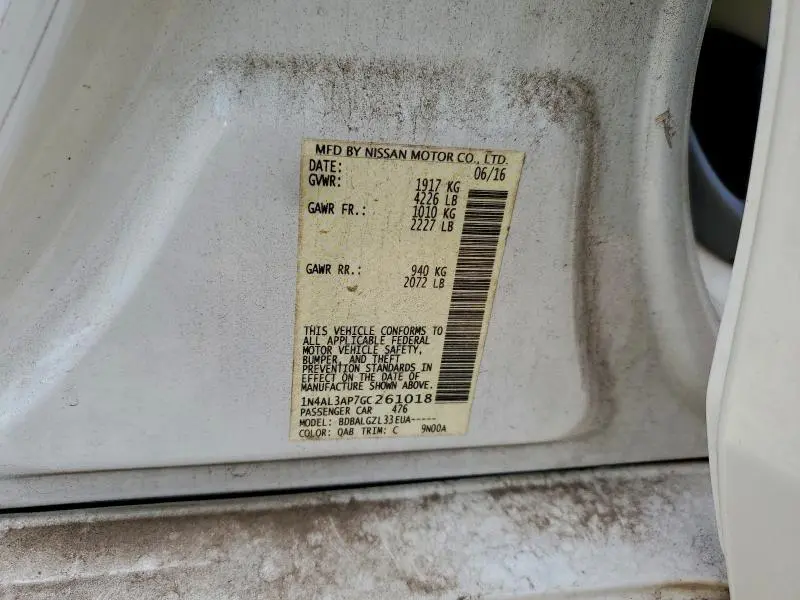 2016 NISSAN ALTIMA 2.5  