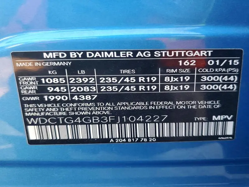 2015 MERCEDES-BENZ GLA 250 4MATIC  
