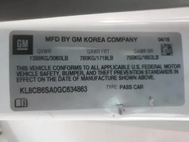 2016 CHEVROLET SPARK LS