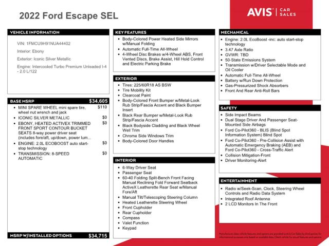 2022 FORD ESCAPE SEL