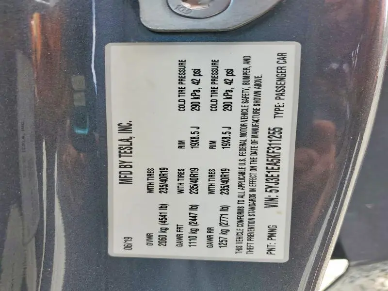 2019 TESLA MODEL 3   