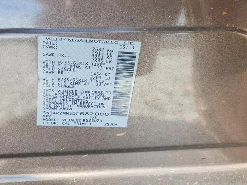 2013 NISSAN PATHFINDER S/SV/SL/PLATINUM  