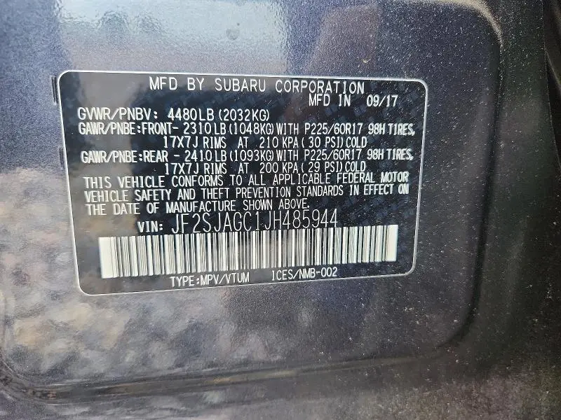 2018 SUBARU FORESTER   