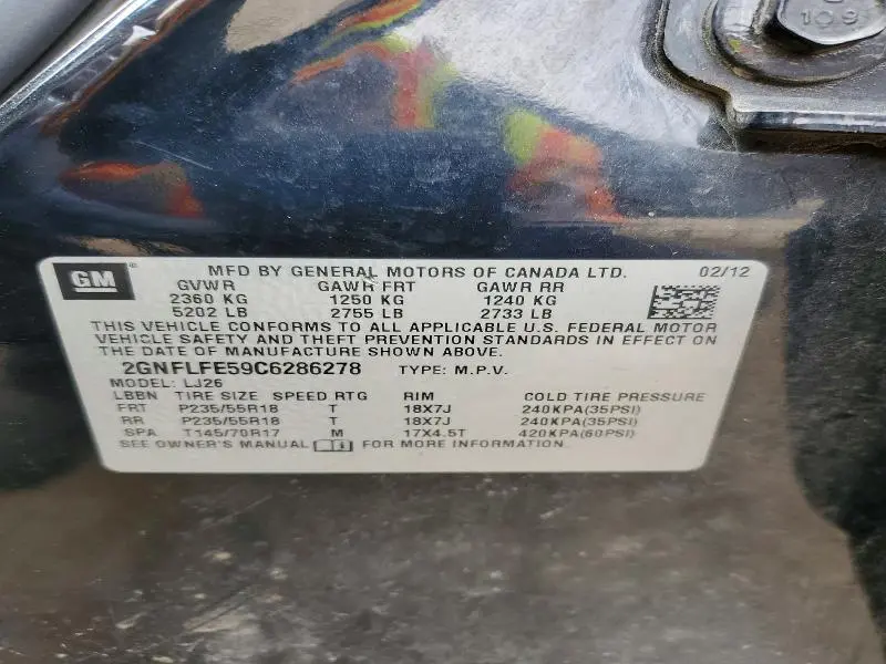 2012 CHEVROLET EQUINOX LTZ  