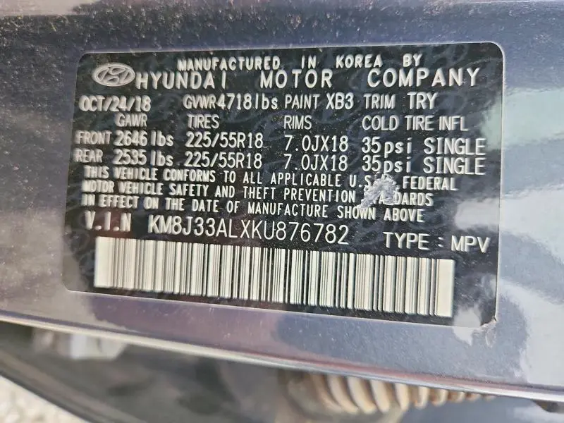 2019 HYUNDAI TUCSON LIMITED  