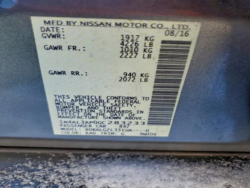 2016 NISSAN ALTIMA 2.5  