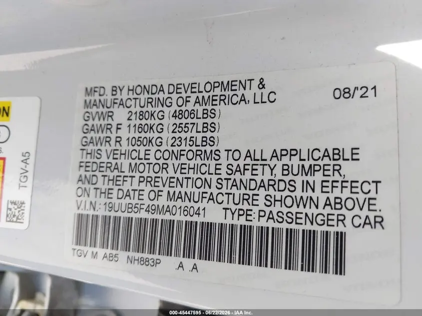 2021 ACURA TLX TECHNOLOGY PACKAGE