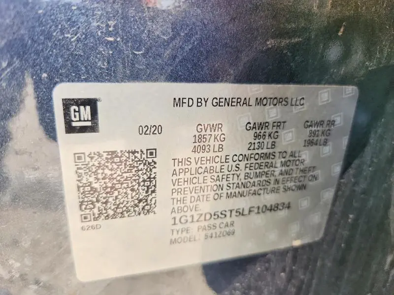 2020 CHEVROLET MALIBU LT  